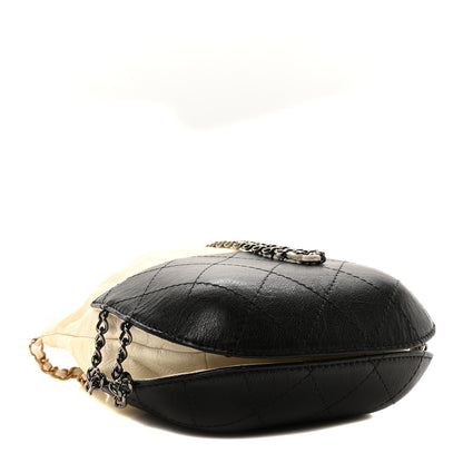 Chanel Aged Calfskin Quilted Small Gabrielle Bucket White Black 4 of 10