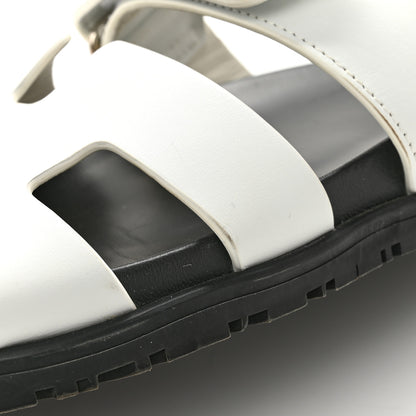 Hermes Calfskin Womens Chypre Sandals 38 White 11 of 13