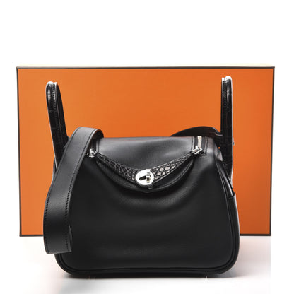 Hermes Shiny Alligator Swift Touch Mini Lindy 20 Black 9 of 9