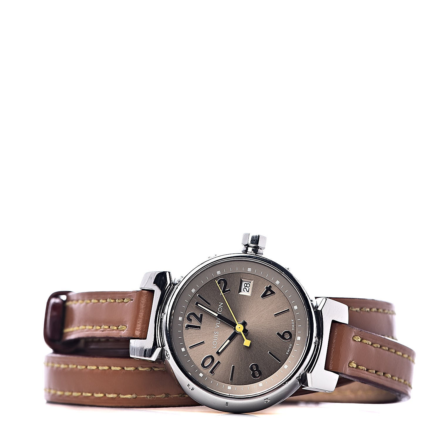 Louis Vuitton Stainless Steel Calfskin 28mm Tambour Triple Wrap Quartz Watch Champagne 3 of 11