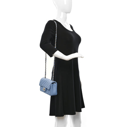 Chanel Lambskin Quilted Mini Rectangular Flap Light Blue 2 of 11
