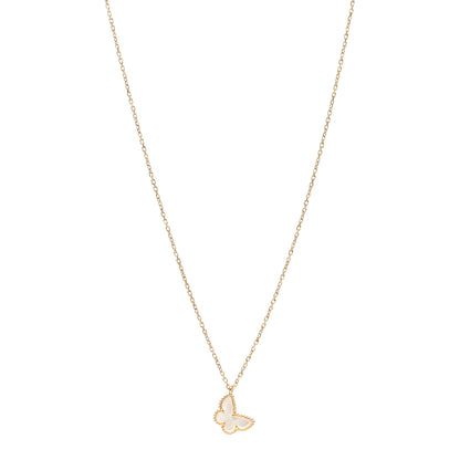 Van Cleef & Arpels 18K Yellow Gold Mother of Pearl Sweet Alhambra Butterfly Pendant Necklace 1 of 6
