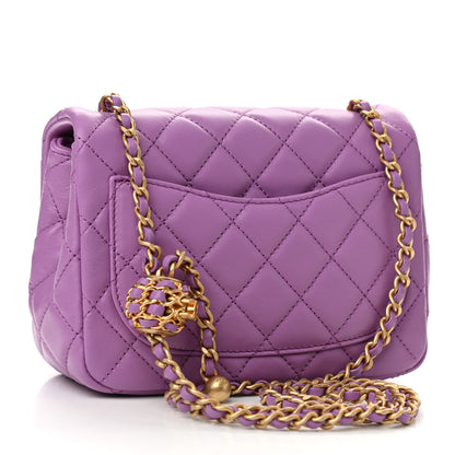 Chanel Lambskin Quilted Mini Pearl Crush Flap Purple 2 of 10