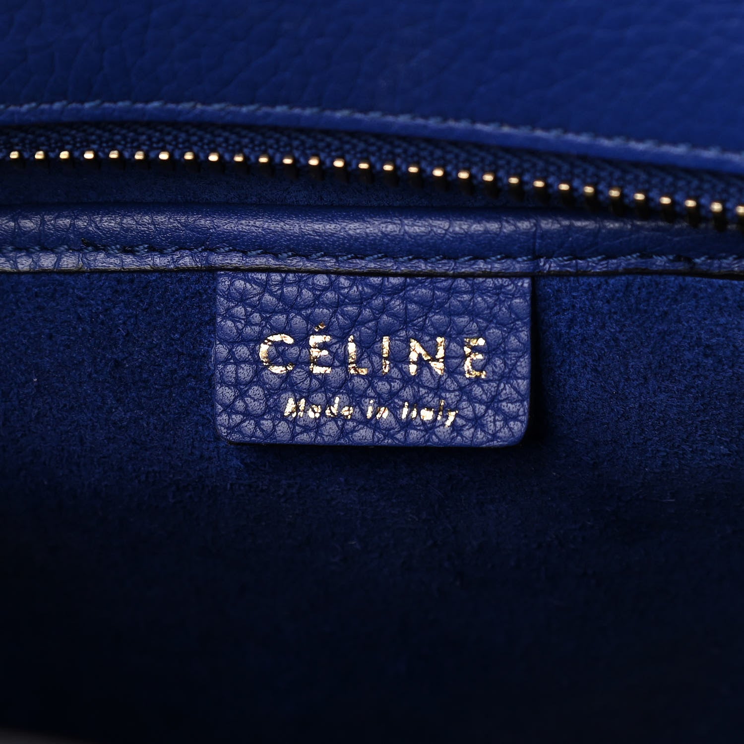 Celine Drummed Calfskin Nano Luggage Indigo 5 of 9
