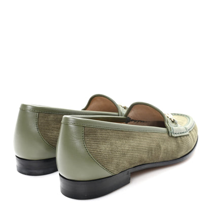 Gucci Corduroy Womens 1953 Horsebit Loafers 37.5 Sweet Military 5 of 9