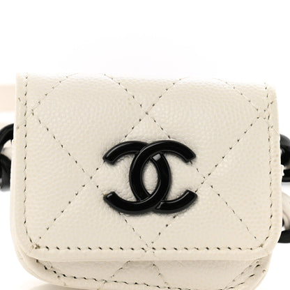 Chanel Caviar Quilted Airpods Pro Holder Belt White 9 of 13