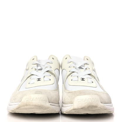 Chanel Suede Calfskin Fabric CC Sneakers 38 White 2 of 7