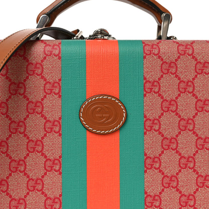 Gucci X DANS LE VERT GG Supreme Monogram Cuoio Web Mini Retro Interlocking G Savoy Top Handle Beauty Case Beige Rosso Ebony Harness  Brown 8 of 10
