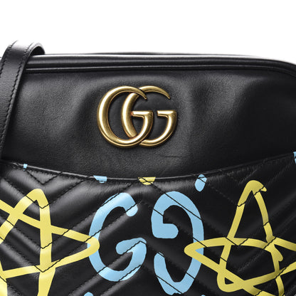 Gucci Calfskin Matelasse GucciGhost Medium GG Marmont Chain Shoulder Bag Black New Acquamarine 11 of 11