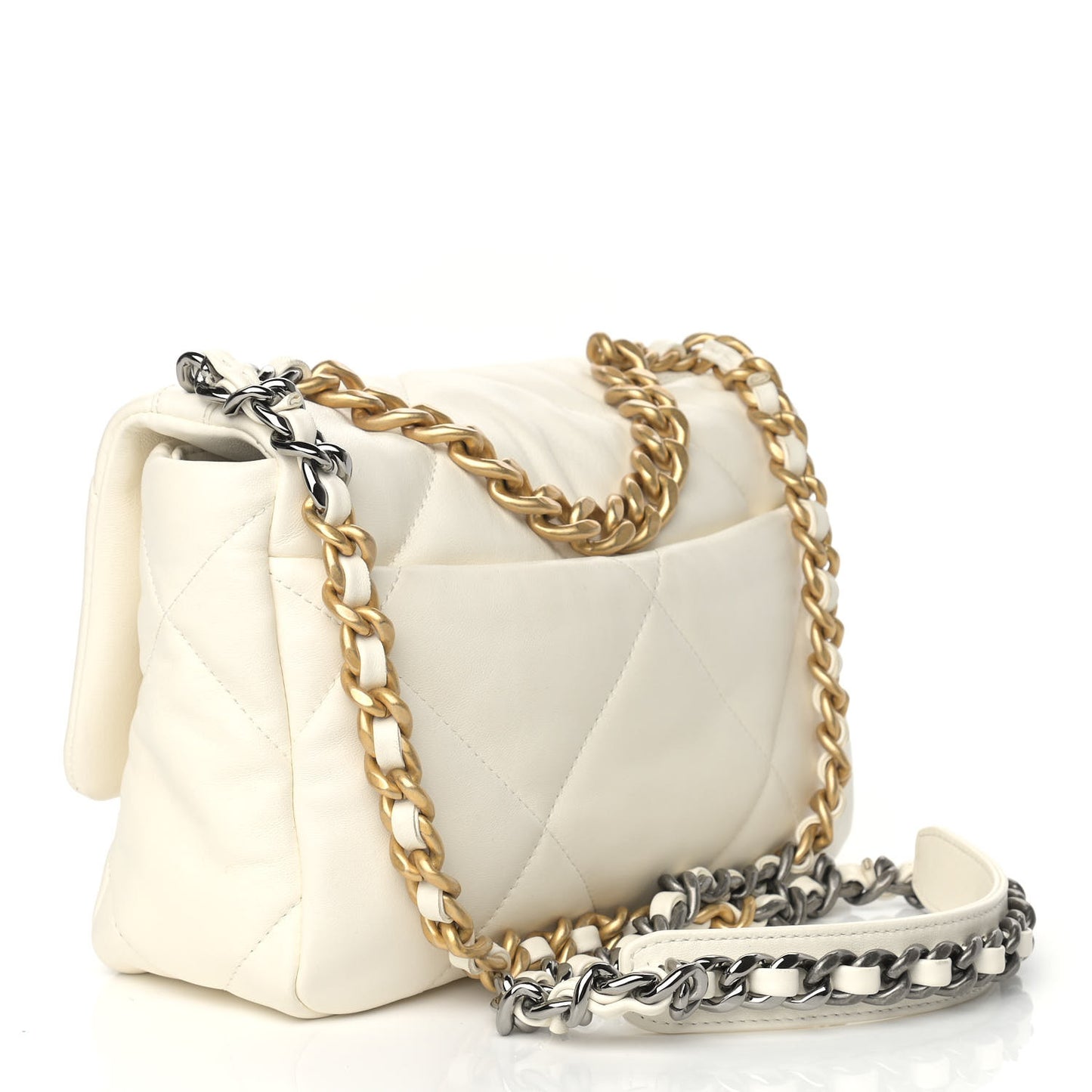 Lambskin Quilted Medium Chanel 19 Flap White