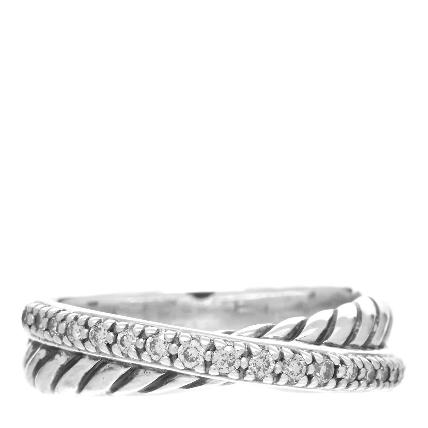 David Yurman Sterling Silver Diamond 5mm Crossover Ring 52 6 1 of 5