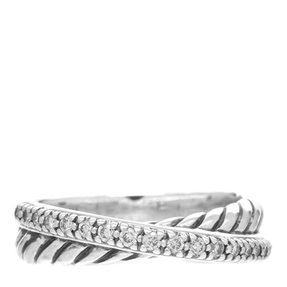 David Yurman Sterling Silver Diamond 5mm Crossover Ring 52 6 1 of 5
