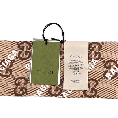 Gucci X BALENCIAGA Silk Twill Maxi GG Monogram GG B Neck Bow Scarf Beige White 3 of 4