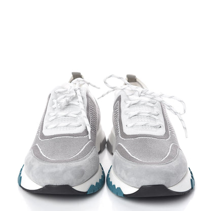 Hermes Knit Goatskin Mens Addict Sneakers 43 Blanc Gris 2 of 7