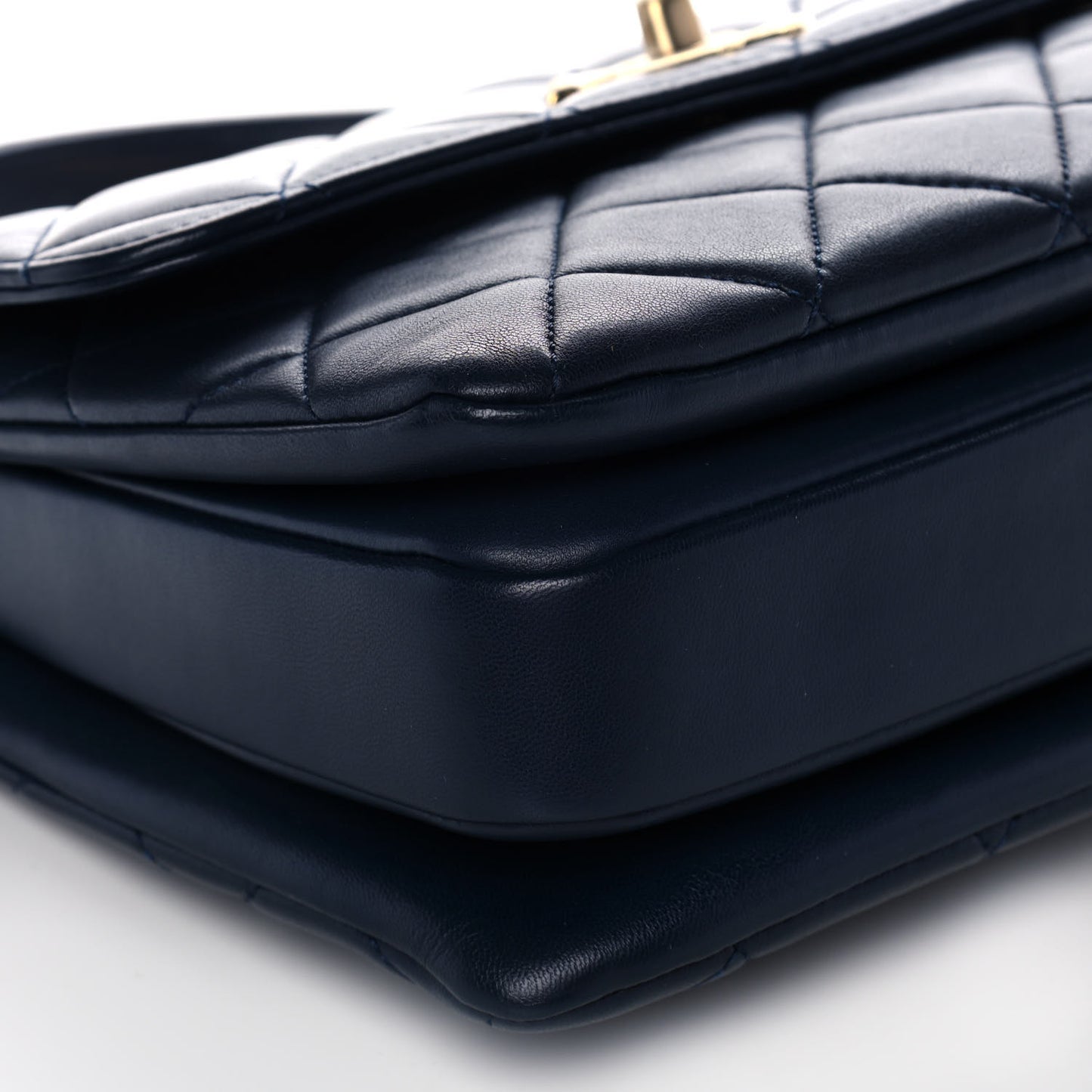 Lambskin Quilted Small Trendy CC Flap Dual Handle Bag Navy