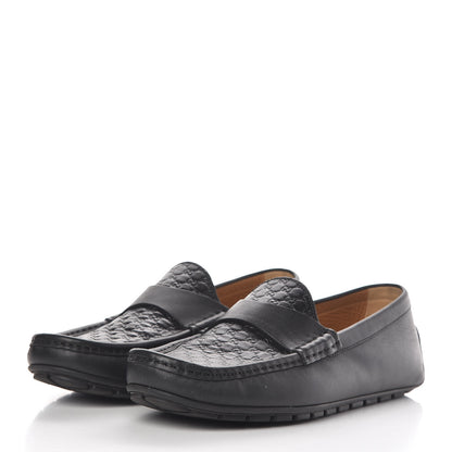 Gucci Guccissima Calfskin Mens Driver Loafers 7 Black 3 of 19