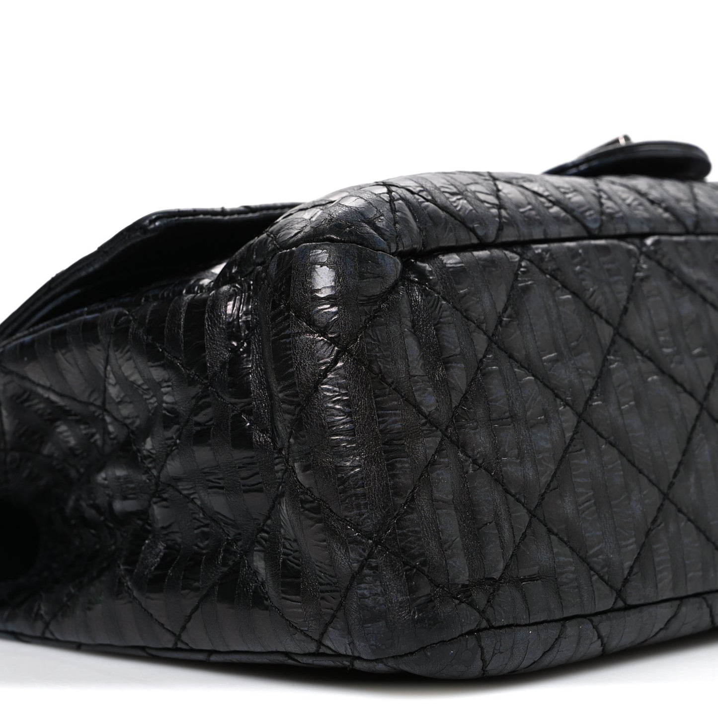 Metallic Calfskin Striped 2.55 Reissue 227 Flap Black