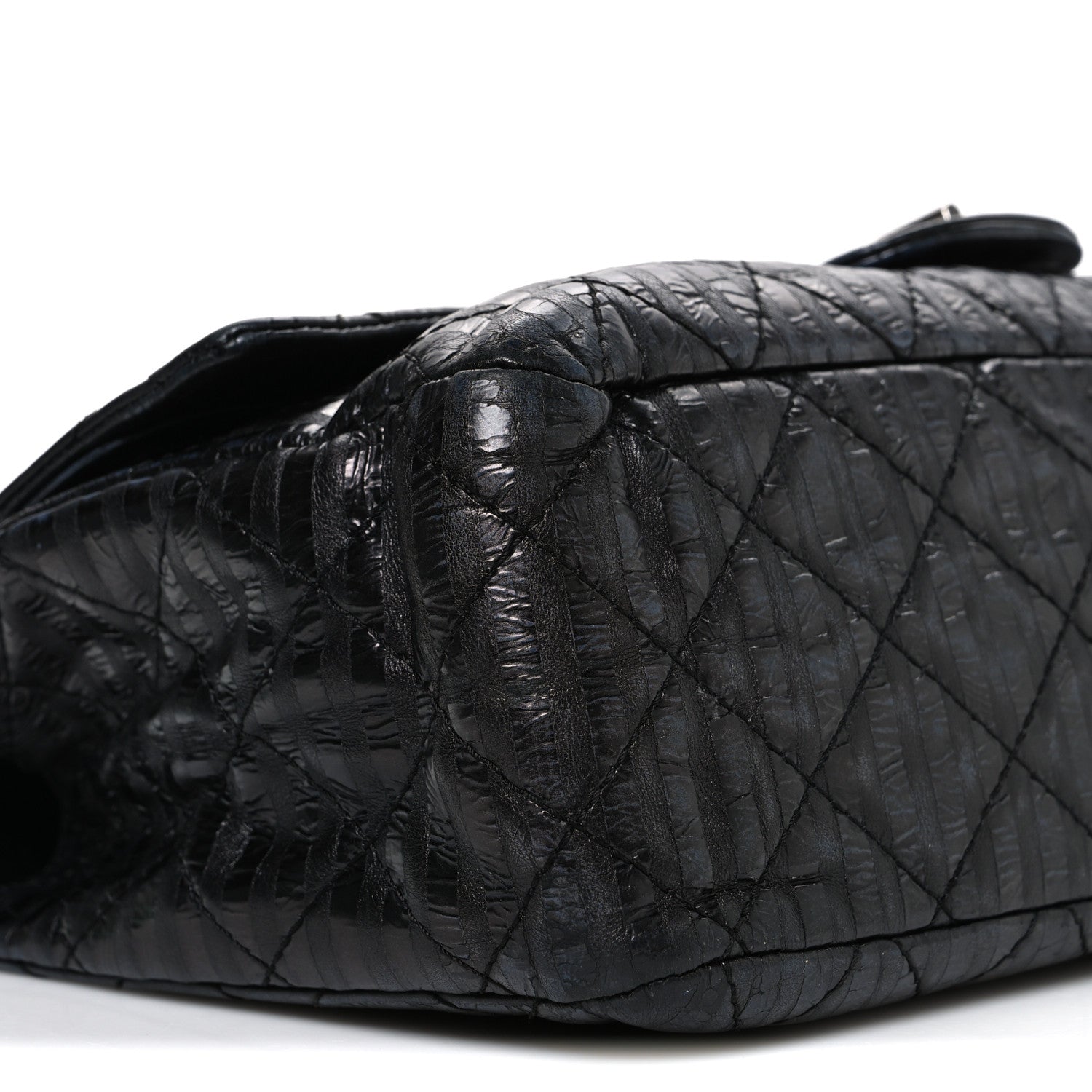 Chanel Metallic Calfskin Striped 2.55 Reissue 227 Flap Black 9 of 10