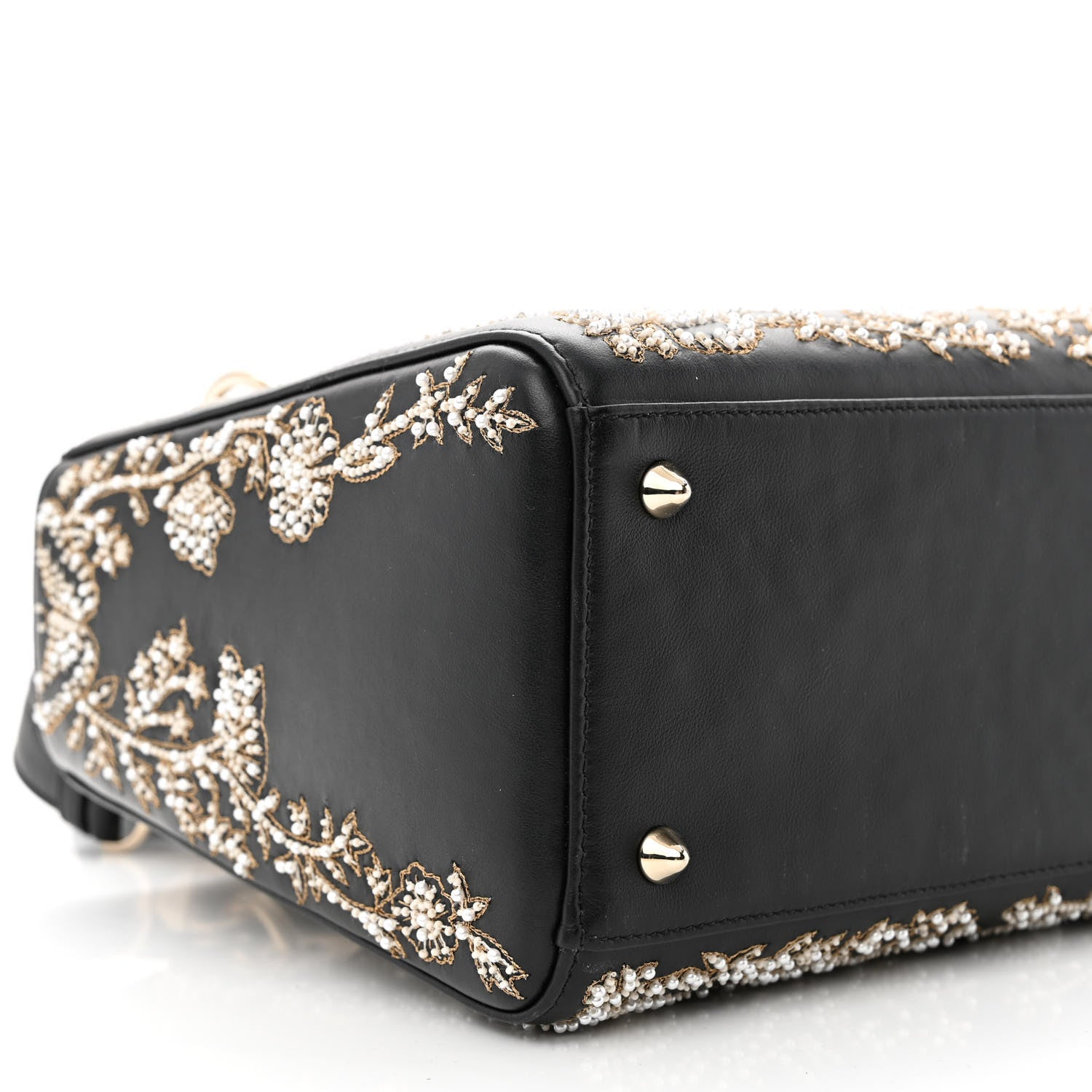 Christian Dior Calfskin Beaded Embroidered Ramage Butterfly Medium Lady Dior Black White Black White 9 of 10
