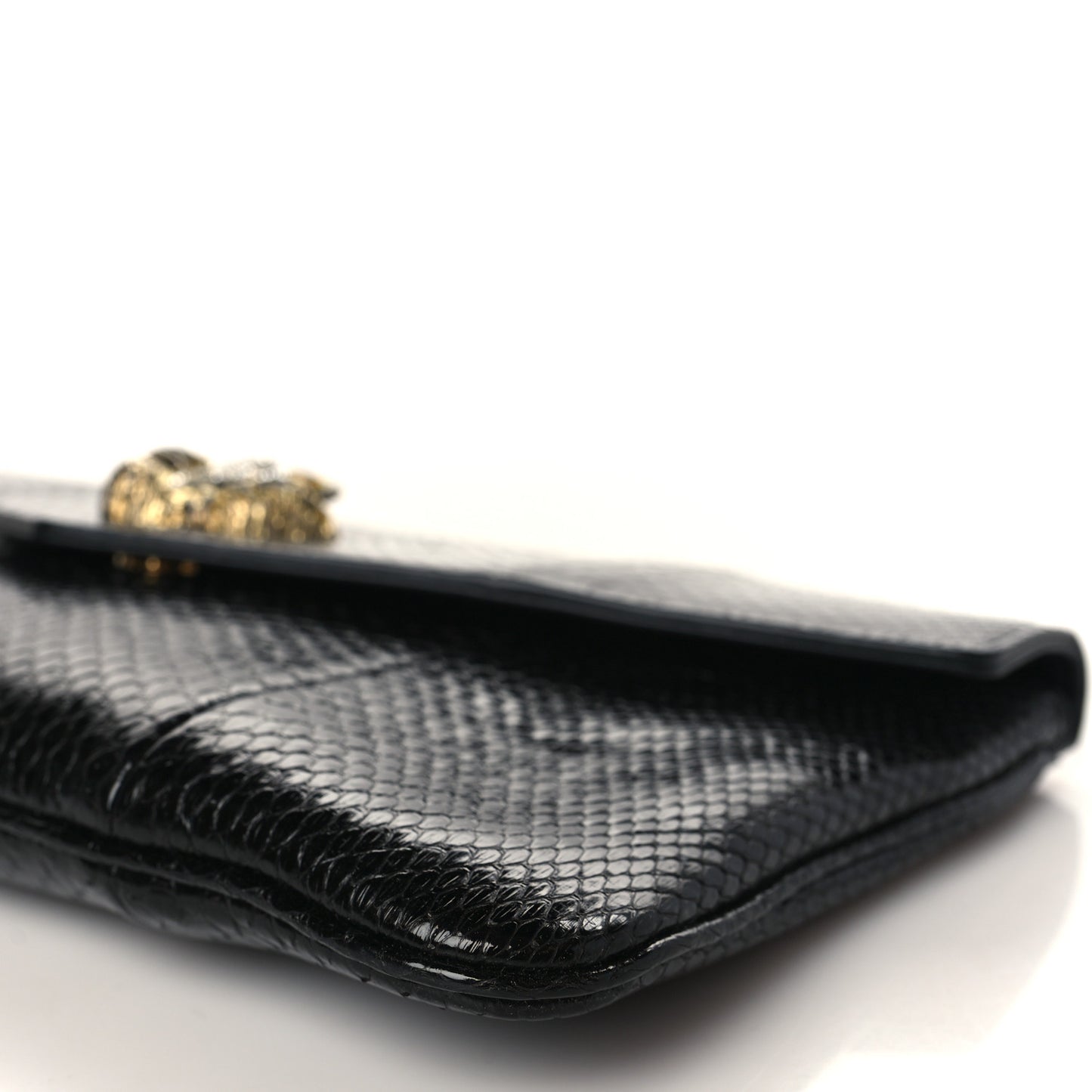 Snakeskin Rajah Broadway Envelope Clutch Black