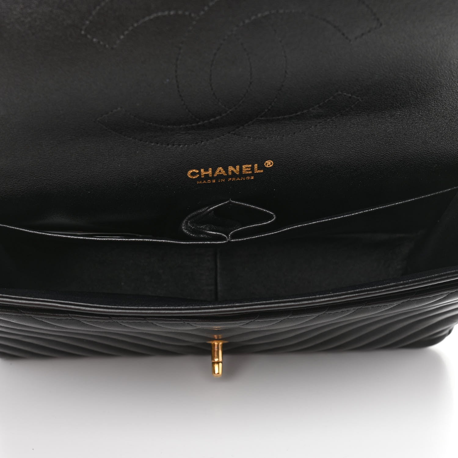 Chanel Lambskin Chevron Quilted Jumbo Double Flap Black 7 of 12