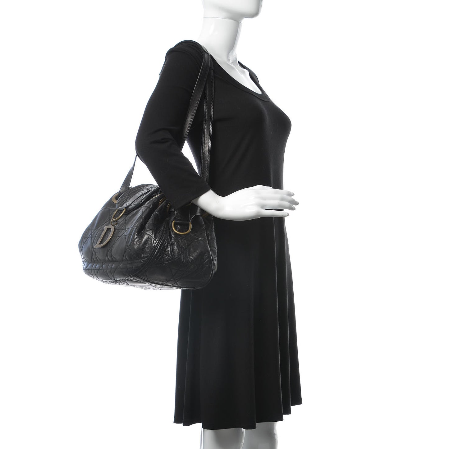 Lambskin Cannage Flap Shoulder Bag Black