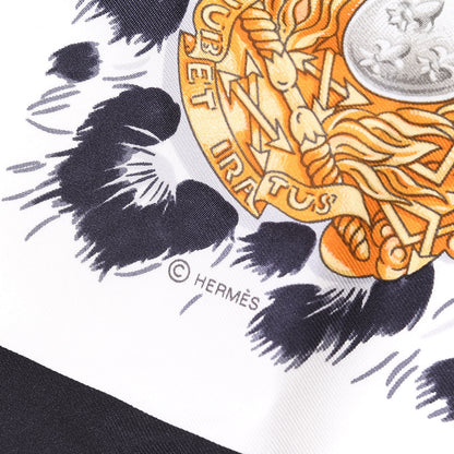 Hermes Silk Casques Et Plumets Scarf 90 Noir Blanc Vieil Or 5 of 6