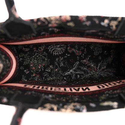 Christian Dior Canvas Embroidered Medium Cabinet De Curiosites Book Tote Black Multicolor 5 of 11