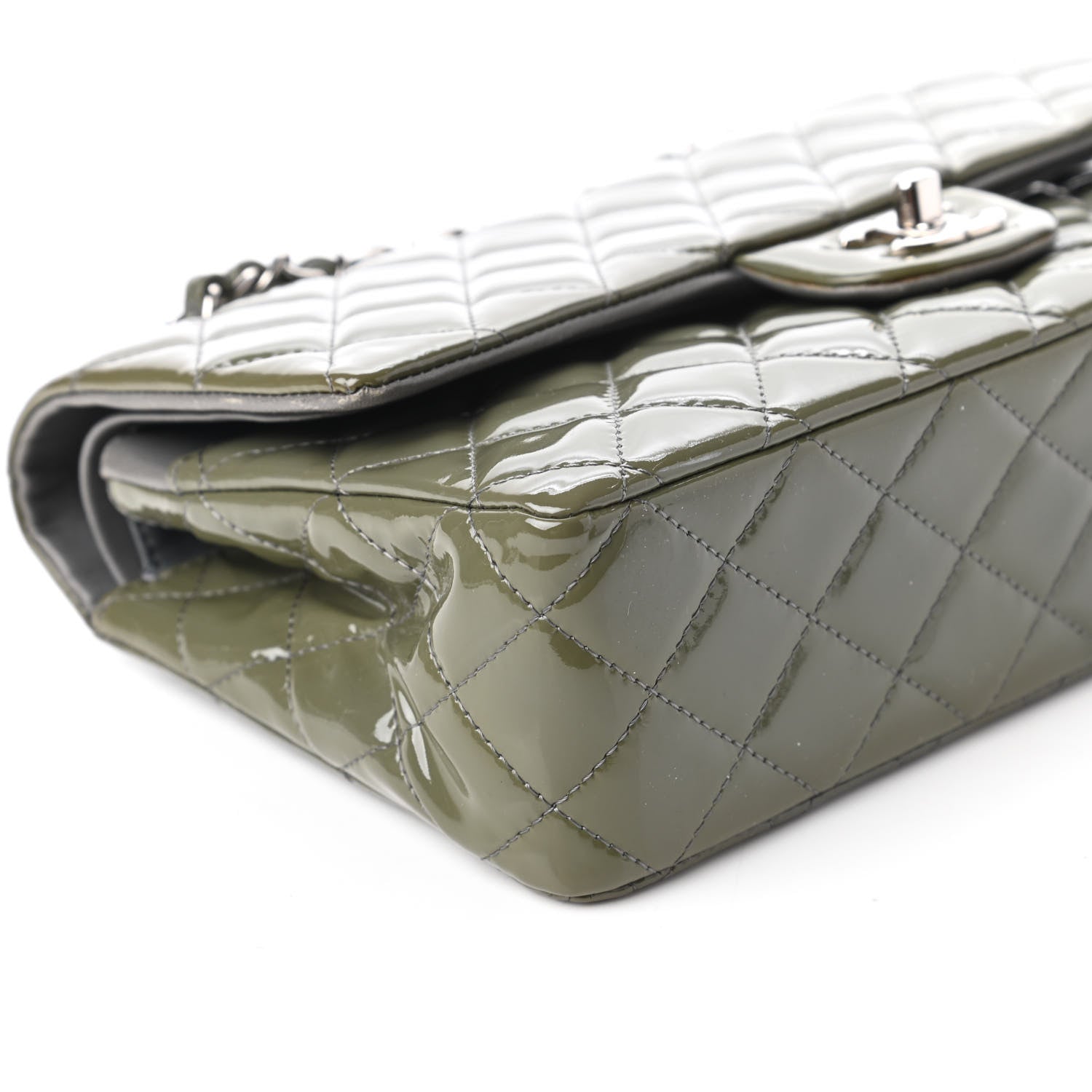 Chanel Patent Calfskin Quilted Medium Double Flap Grey 7 of 11