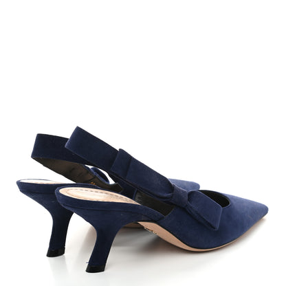 Christian Dior Suede Sweet D Slingback Pumps 37 Indigo 4 of 10