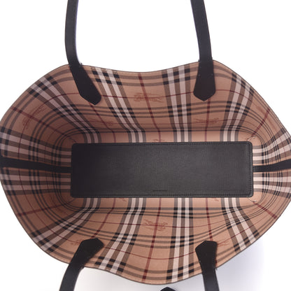 Burberry Grainy Calfskin Haymarket Check Medium Reversible Tote Black 8 of 13