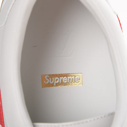 Louis Vuitton X SUPREME Calfskin Monogram Sneakers 9 White Red 7 of 10