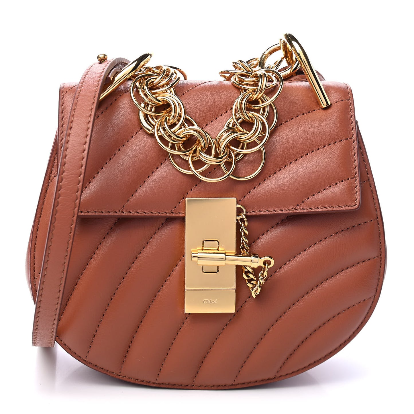 Calfskin Quilted Mini Drew Bijou Shoulder Bag Chestnut Brown