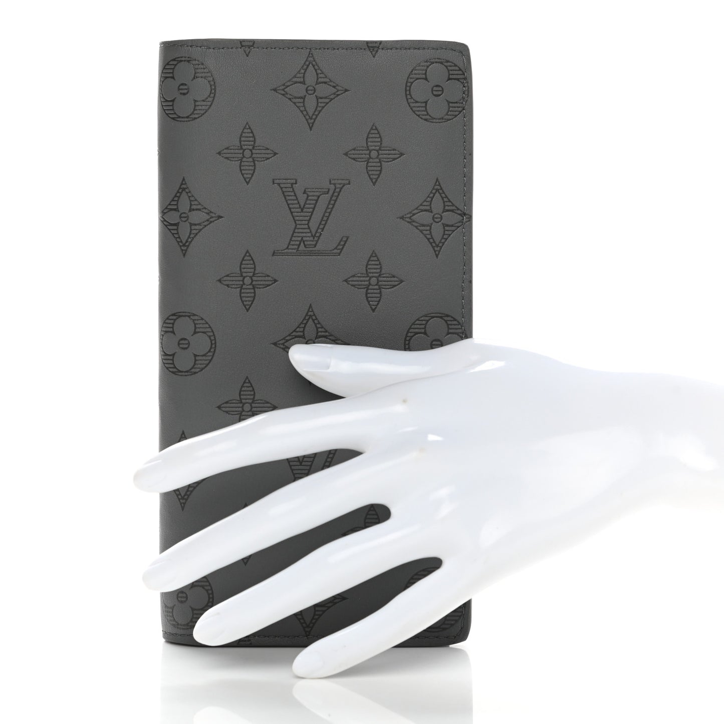 Calfskin Monogram Shadow Brazza Wallet Anthracite Gray