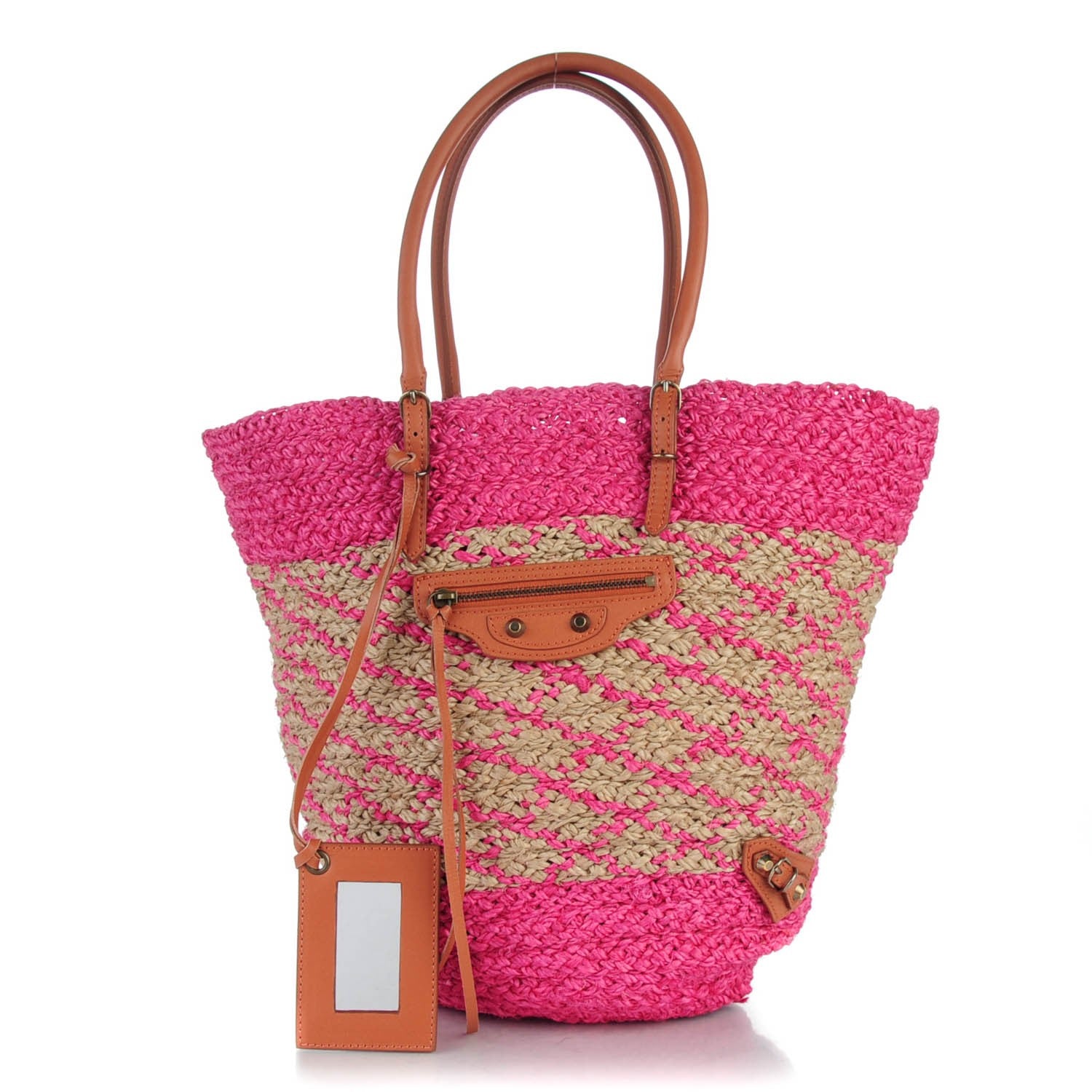 Balenciaga Panier Classic Hardware Basket Tote Pink Natural 1 of 7
