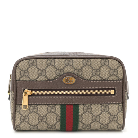GG Supreme Monogram Web Small Ophidia Belt Bag 85 34 Dark Brown