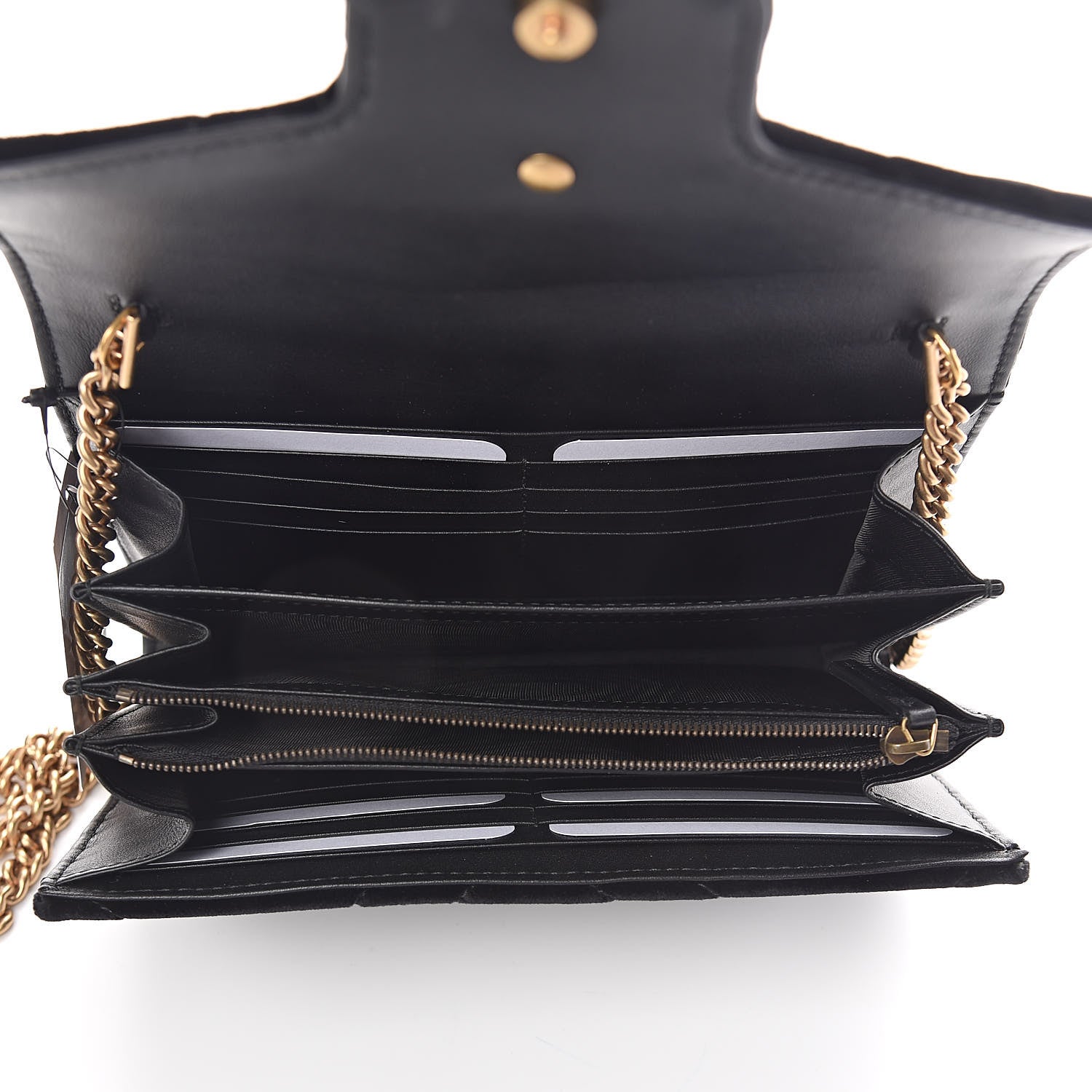 Gucci Velvet Matelasse GG Marmont Chain Wallet Black 5 of 9