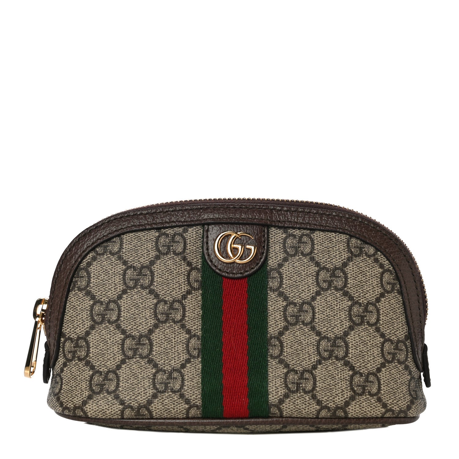Gucci GG Supreme Monogram Textured Calfskin Web Medium Ophidia Cosmetic Case Beige Ebony New Acero 1 of 10