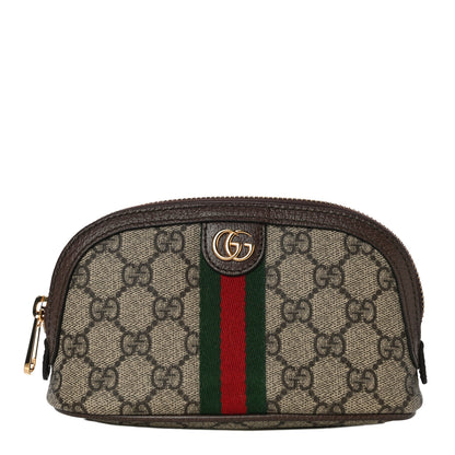 Gucci GG Supreme Monogram Textured Calfskin Web Medium Ophidia Cosmetic Case Beige Ebony New Acero 1 of 10