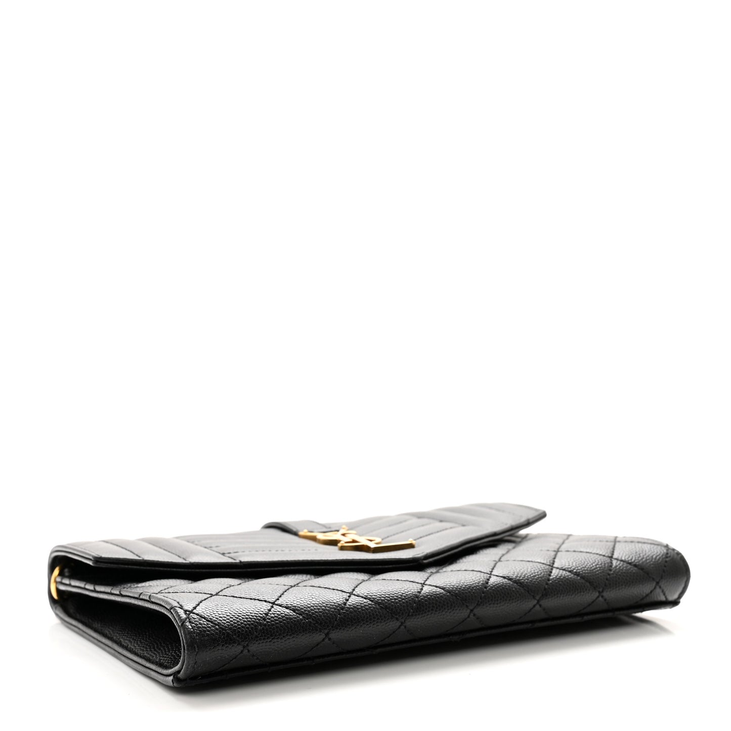 Grain De Poudre Textured Mixed Matelasse Triquilt Monogram Clutch Black