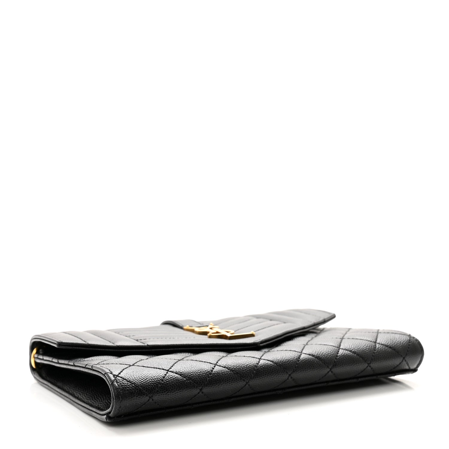 Saint Laurent Grain De Poudre Textured Mixed Matelasse Triquilt Monogram Clutch Black 4 of 8