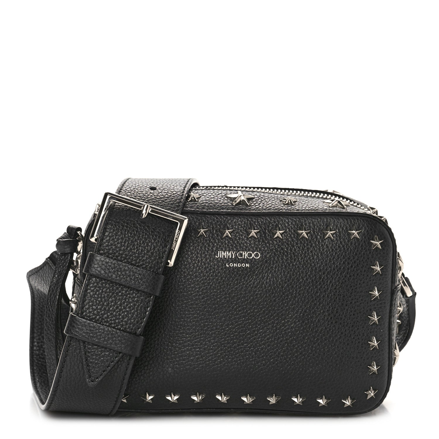 Jimmy Choo Calfskin Star Studded Pegasi Camera Crossbody Bag Black 1 of 8