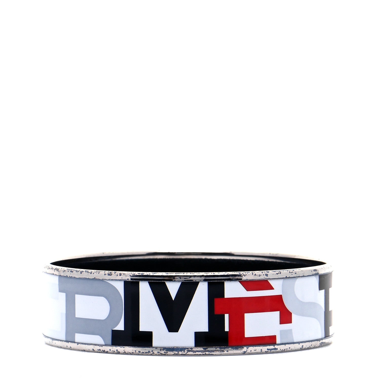 Hermes Enamel Wide Printed Capitales Bracelet 65 1 of 6