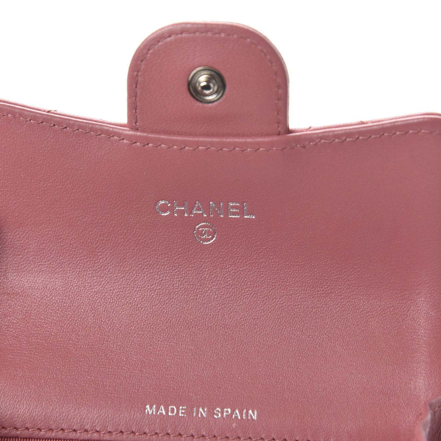 Lambskin Quilted Flap Card Holder Wallet Pink