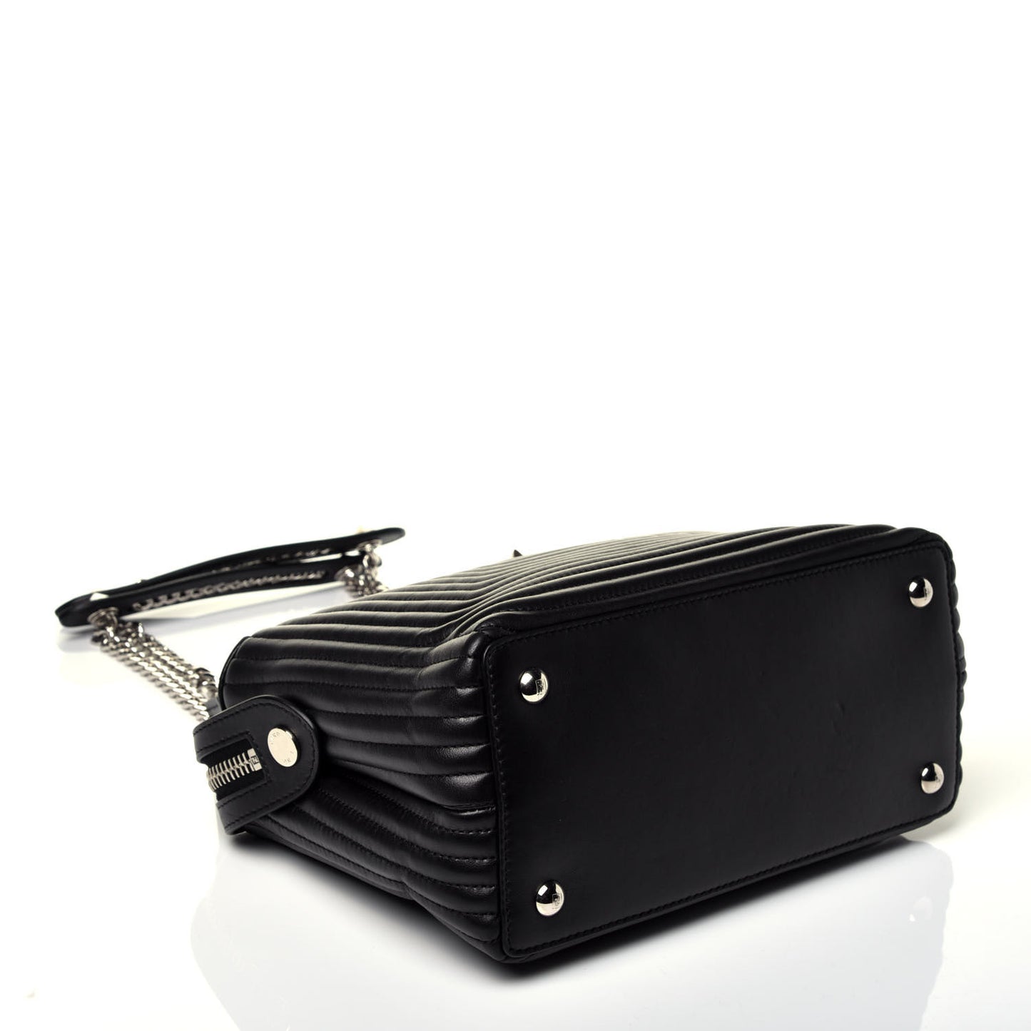 Shiny Nappa Trapuntata Chain Small DotCom Click Chain Satchel Black