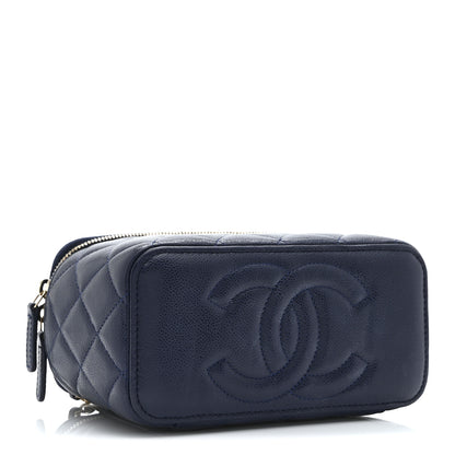 Chanel Caviar Quilted Small Vanity Case With Chain Navy Blue 4 of 10
