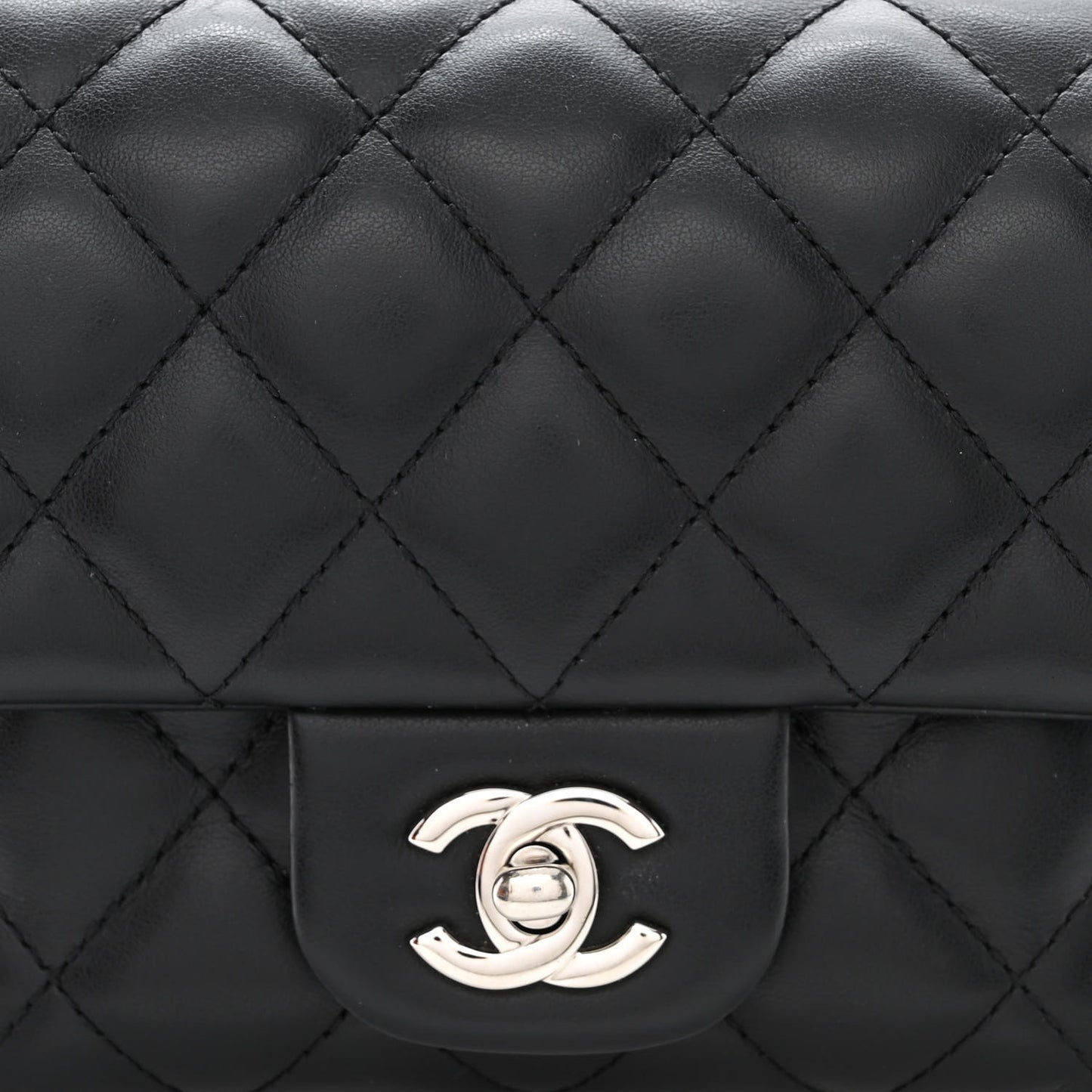 Calfskin Quilted CC Uniform Flap Belt Bag Black