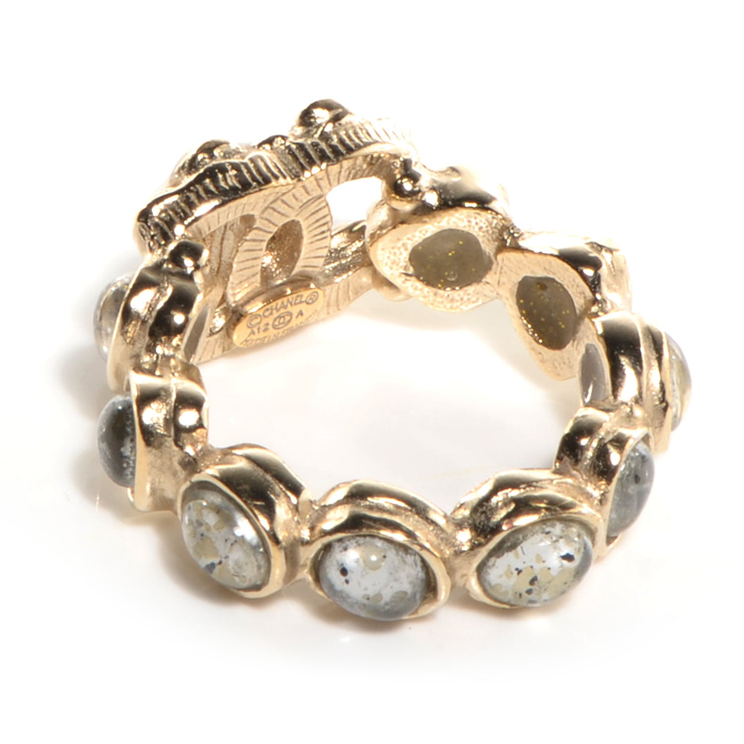 Chanel Poured Glass CC Ring 6 Gold 3 of 5