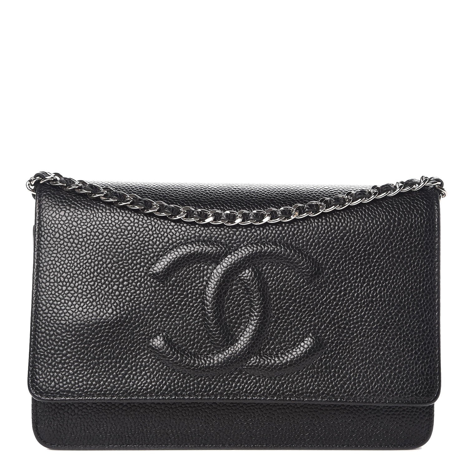 Chanel Caviar Timeless CC Wallet On Chain WOC Black 1 of 9