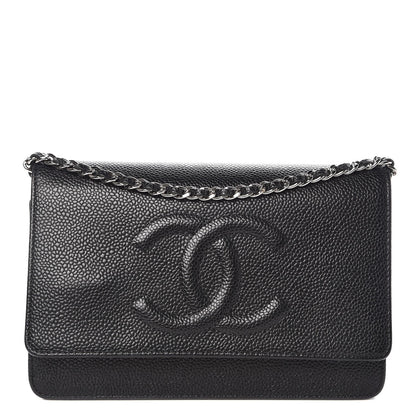 Chanel Caviar Timeless CC Wallet On Chain WOC Black 1 of 9